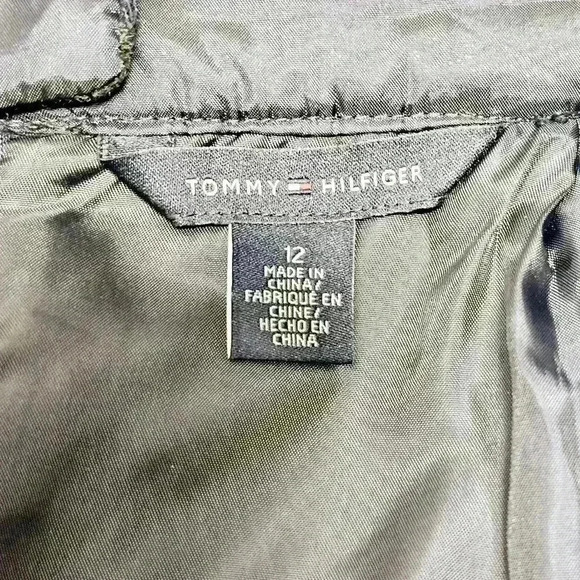 Tommy Hilfiger Navy Blue Grey Wool Blend Houndstooth Lined Skirt Size 12 - Picture 7 of 9